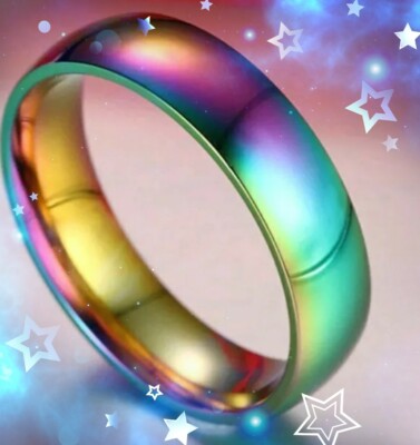   Regenbogen Ring 6mm Edelstahl Gr.17 Rainbow Multicolor aus DE