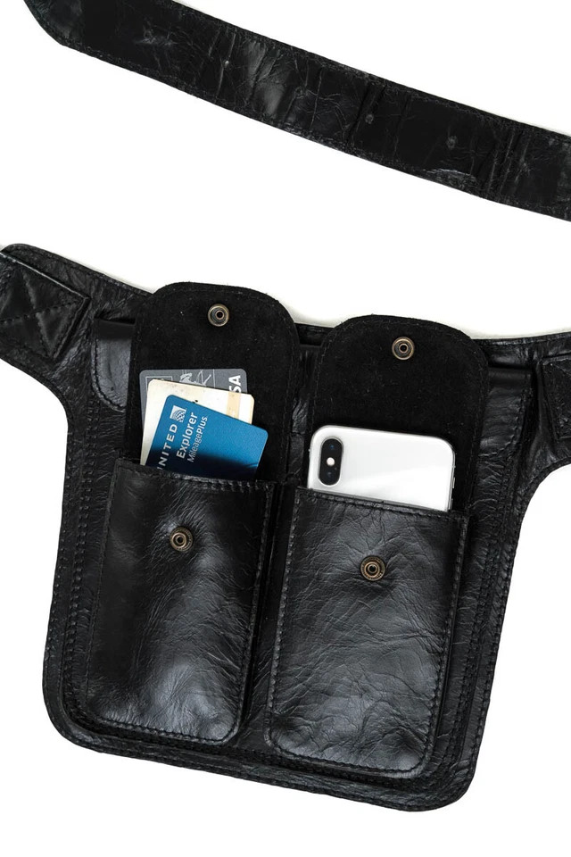 Cintura de couro - Bolsa de quadril inspirada no vintage/cinto de festival/cinto utilitário - Bolsa  - Imagem 4 de 4