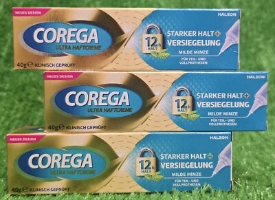 154,17€/kg) 3x COREGA Haftcreme starker Halt Versiegelung Rundumschutz Versand0€