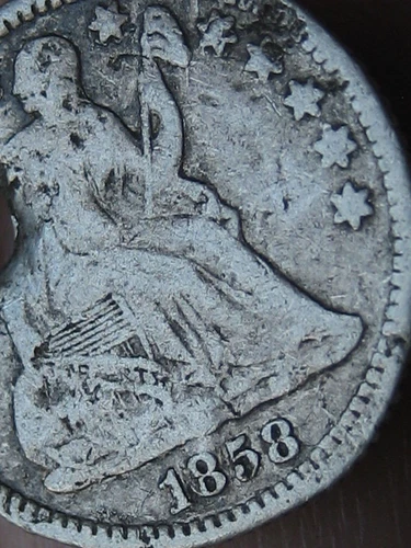 1858 O Seated Liberty Half Dime- New Orleans, Fine Details