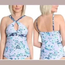 NWT~Women's NANETTE LEPORE Floral Print Maeve Keyhole Tankini Swim Top 12