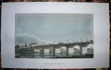 1833 Pugin print PONT D'AUSTERLITZ, PARIS (#21)