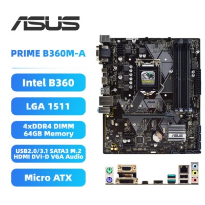 ASUS Intel B360 Motherboard PRIME B360M-A LGA1151 DDR4 for 8/9th