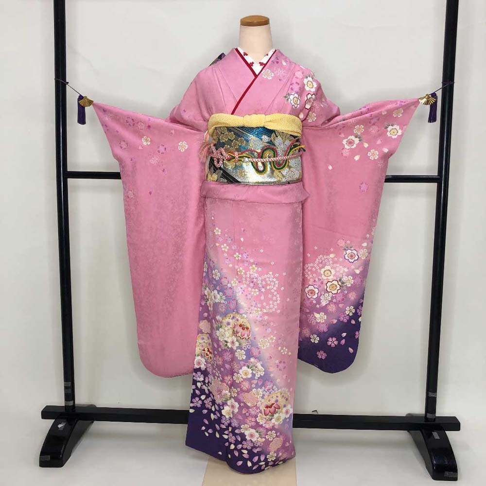 【超希少品】Die schönsten Kimonos Furisode 6-piece set Japanese Kimono pink Classic floral