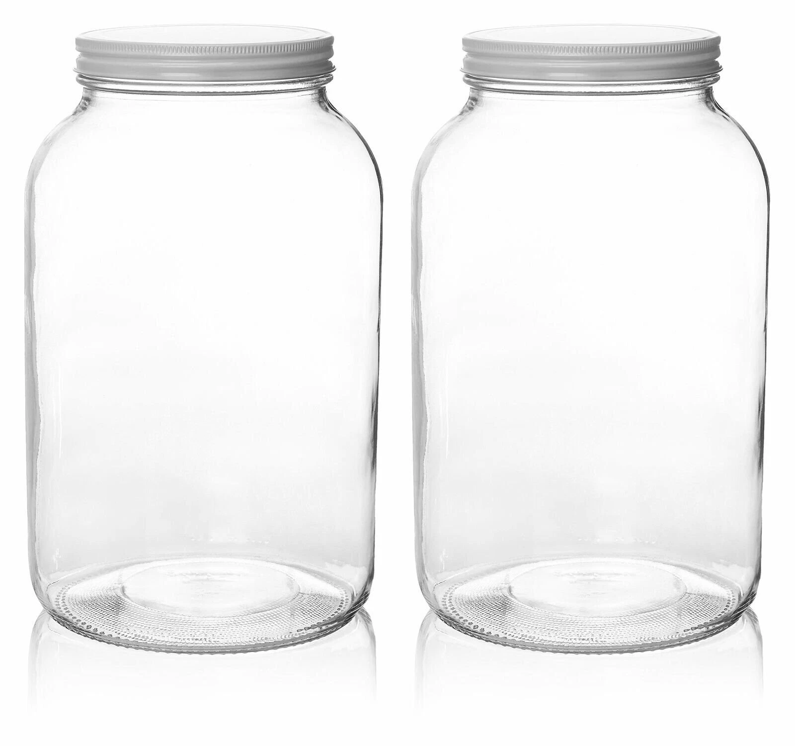 2 Pack - 1 Gallon Glass Mason Jar Wide Mouth with Airtight Metal Lid - Safe for