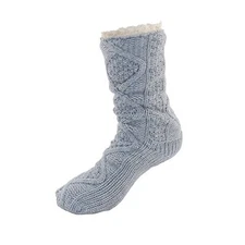Warm Fuzzy Cozy Thermal Fleece-lined Knitted Non-skid Crew Socks - Color 22