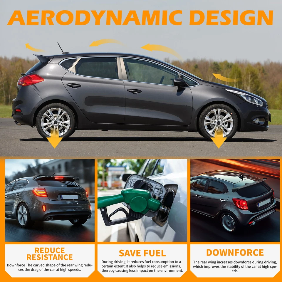 Alerón de alerón de ventana trasera negro mate para Kia Rio Hatchback 52" techo trasero Foto 4 de 4