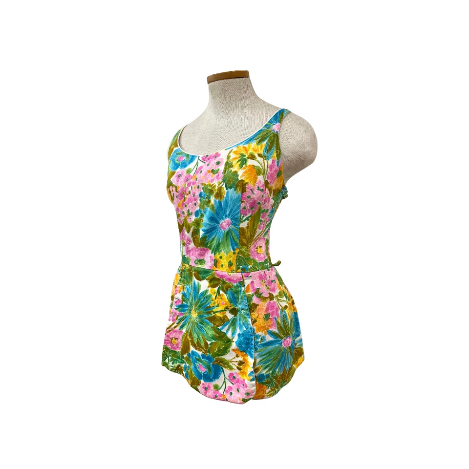 Traje de baño vintage años 60 Peter Pan Sun Blazers Mod Pinup brillante floral Foto 4 de 4