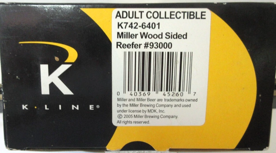 O GAUGE K-LINE K 742-6401 MILLER WOOD SIDED REEFER # 93000 - Image 2 of 3