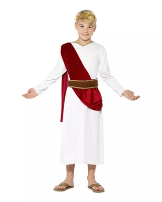 Caesar Kinderkostüm Römer Toga mit Lorbeerkranz & Gürtel für Jungen Fasching - Bild 1 von 3