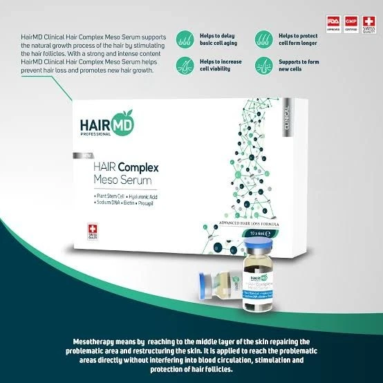 HairMD Clinical Hair Complex Meso Serum – 10 pcs × 6 ml Vials | Scalp Treatment
Opens in a new windo