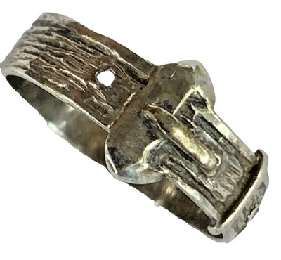 Fully Hallmarked Vintage Sterling Silver Buckle Ring Size P