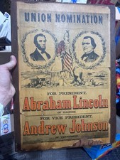 Antique Abraham Lincoln Andrew Johnson 1864 Campaign 13x20 Original Reprint? BH