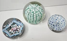 (LOT OF 3!!) Vintage Murano Flower Glass Paperweights Millefiori