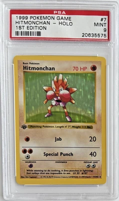 Pokemon Hitmonchan Base Set 1st Edition Holo #7 PSA 9 Mint - Image 1 of 2