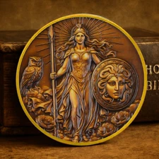 Athena Coin Goddess of Wisdom & War 3D Token Greek Mythology Collectible Gift