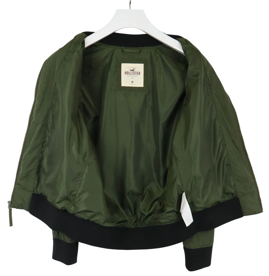 Hollister Jacket Men M Pilot Style Zipper Lined Pockets Elastic - Image 4 of 4