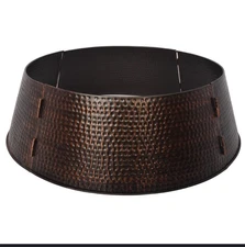 28 Inch Christmas Tree Collar, Metal Tree Skirt, Water Base Protection, Bronze
