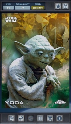Yoda - Gold 50cc Legendary Star Wars Card Trader Chrome Sapphire