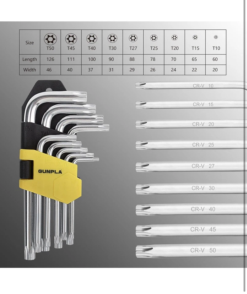 Torx Hex Key Allen Star Short Arm Wrench Hex Keys Security Torx End Holes Set of - Image 2 of 2