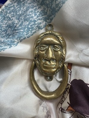 Vintage Messing Indianer Häuptling Gesicht Türklopfer Figur 9,5 cm selten