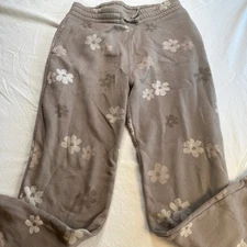 Abercrombie Kids Girls Brown Floral Sweatpants Size 11/12 Soft Fleece