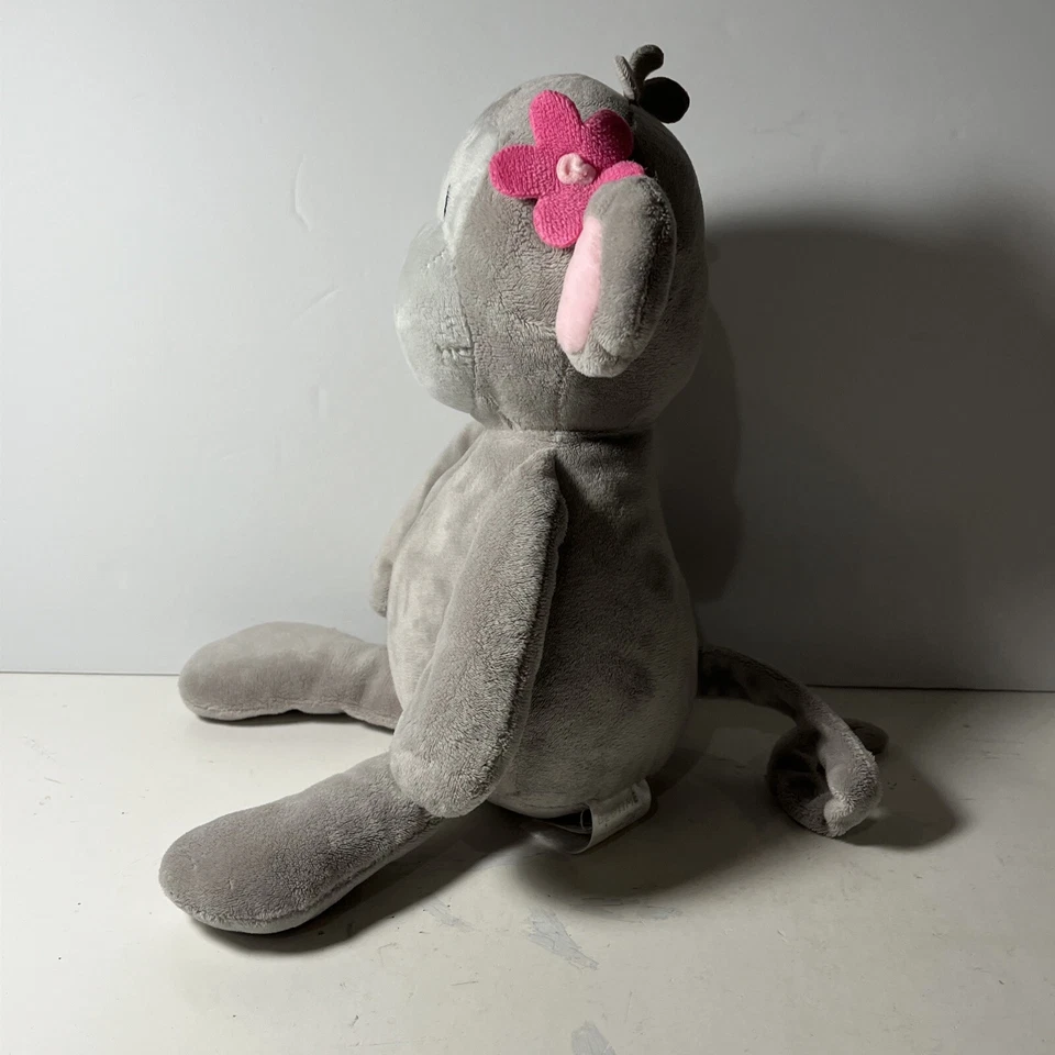 Bedtime Originals Gray Pink Plush Monkey Stuffed Animal Cupcake #221043M - Image 2 of 4
