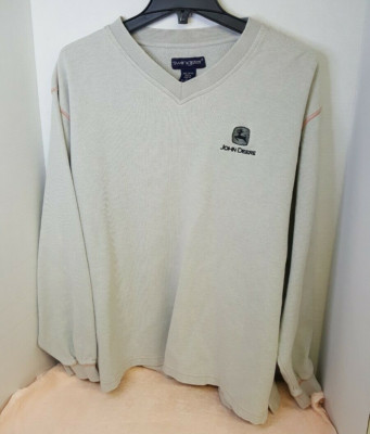 Vintage Rare Swingster Men John Deere V-Neck Pullover Sweatshirt Sz Large
