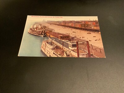 St. Louis, Mo. ~ Steamboat Docks and Levee - Unposted Antique Postcard