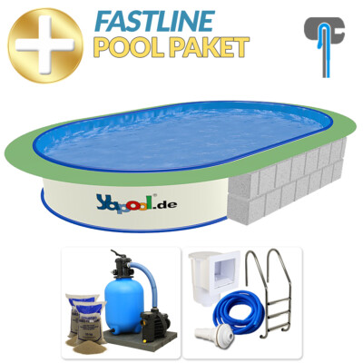 Fastline Pool Paket Ovalbecken 7,0 x 3,5 x 1,5 m Folie 0,8 mm blau