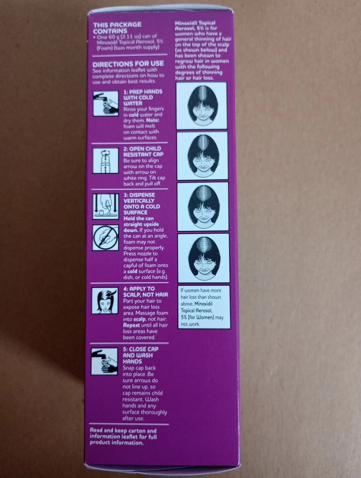 Aerossol tópico Once A Day Minoxidil 5% tratamento de crescimento de cabelo feminino validade 25/09 - Imagem 3 de 4