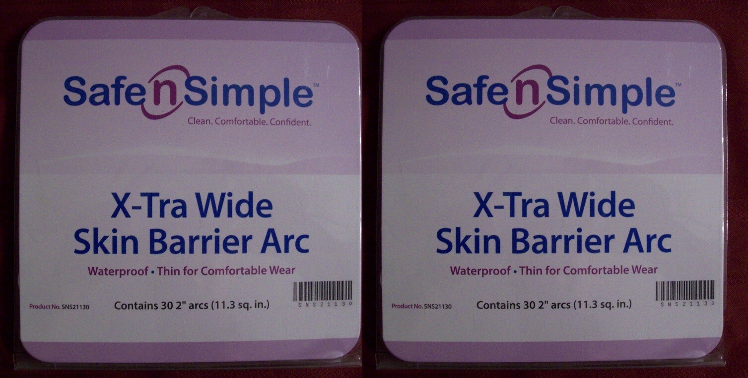 2 Pkgs Safe n Simple X-Tra Wide Skin Barrier Arcs SNS21130 Ostomy, Total 60 Arcs