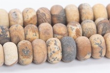 10x6MM Genuine Natural Matte Brown Picture Jasper Beads AAA Rondelle Beads