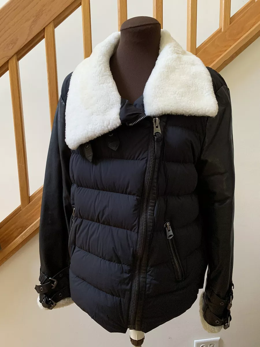 Mackage Jovie Size Large Black w/Leather Short Down Puffer Jacket Relaxed Fit