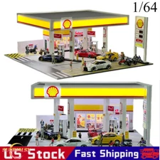 Diorama 1/64 Scale Car Garage Model LED Lights Showroom Scene Display Model Gift