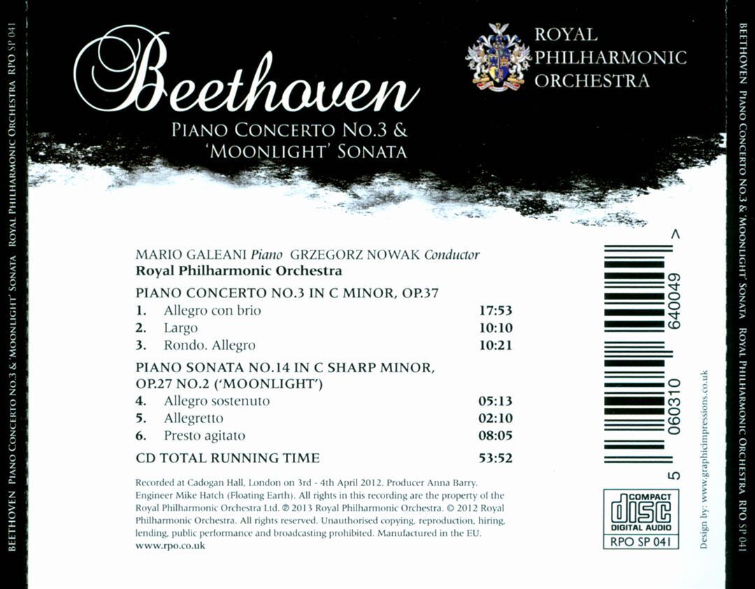 MARIO GALEANI / GRZEGORZ NOWAK / ROYAL PHILHARMONIC ORCHESTRA BEETHOVEN: PIANO C MARIO GALEANI / GRZEGORZ NOWAK / ROYAL PHILHARMONIC ORCHESTRA BEETHOVEN: PIANO C