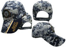 US Navy Retired Blue ACU Digital Camo Embroidered Shadow Black Cap Hat Licensed