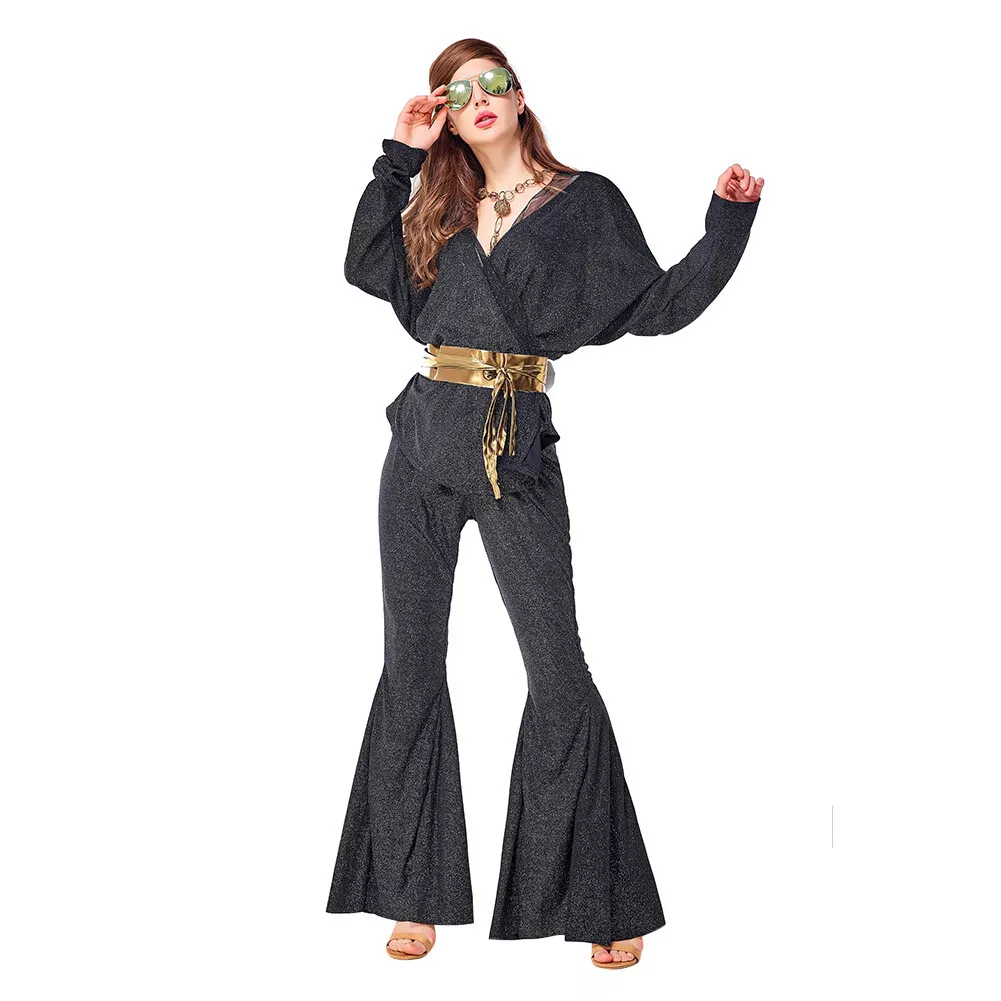 Women Vintage 70s Disco Dazzler Bell Bottoms Groovy Party Dress