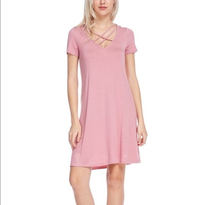 Bellino Crisscross A-Line Dress Color Pink