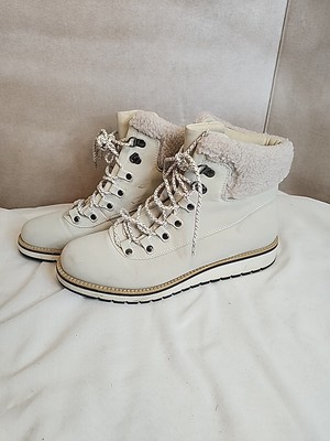 Aspen Boots Womens 9.5 Ivory Nomad Sherpa Ankle Lace Up Winter Outdoor Snow