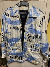 Rare Vintage 1980s Escada Global Warming Iconic Penguin Print Sequin Coat