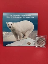 2014 Royal Canadian Mint RCM Canada $50 Coin Polar Bear 0.9999 Fine Silver