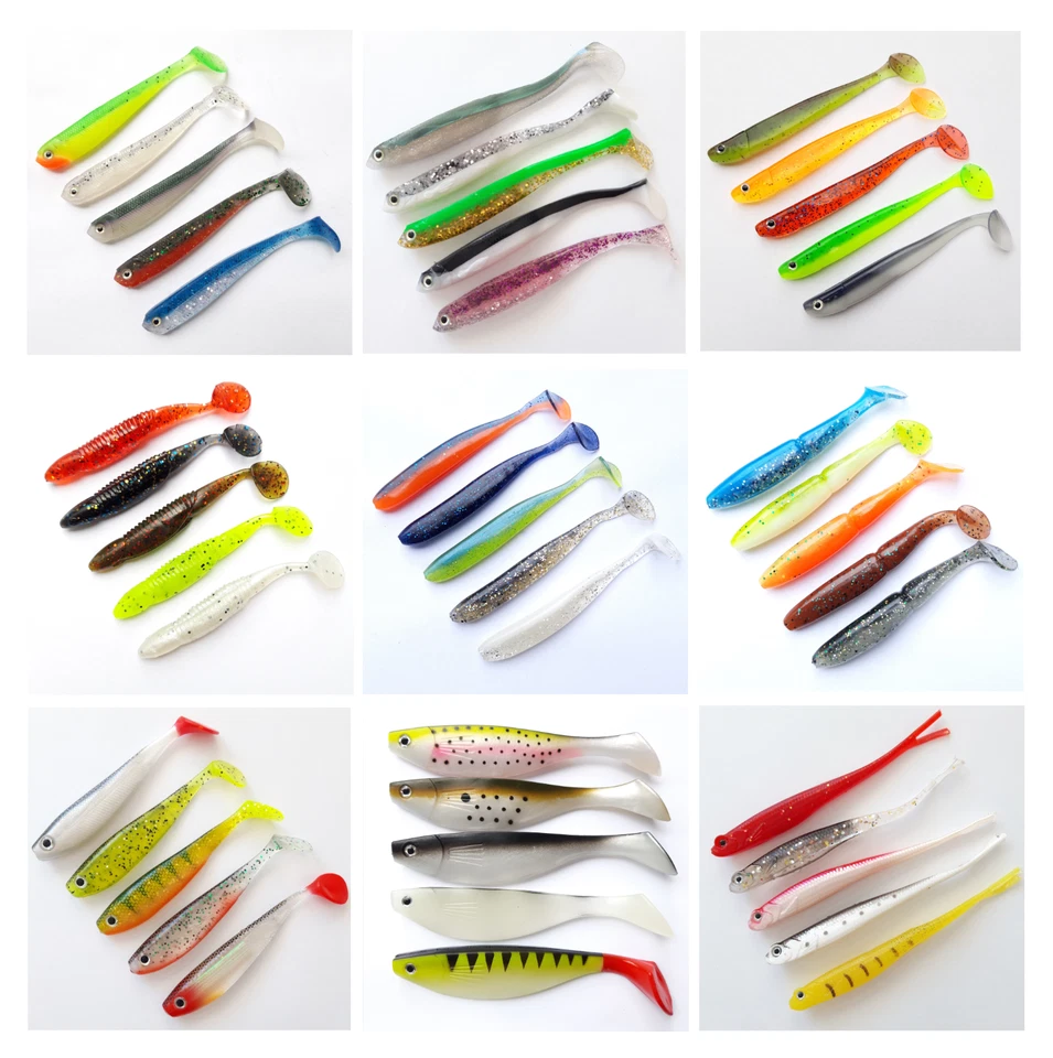 NOBRAND 5-50St. SHAD SETS Soft Baits Gummifische Zander Hecht Wels Dorsch Norwegen Köder