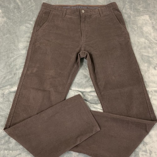 DOCKERS Alpha Khaki Men's Copper Brown Slim Tapered Tall Corduroy Pants 36 x 34 - 第 2/18 張圖片
