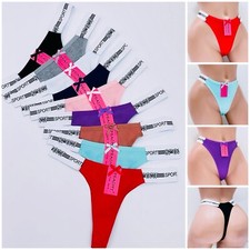 6 Lot Womens Cotton Yoga Sport Thong Panties G String underwear Dark Colors Sz L