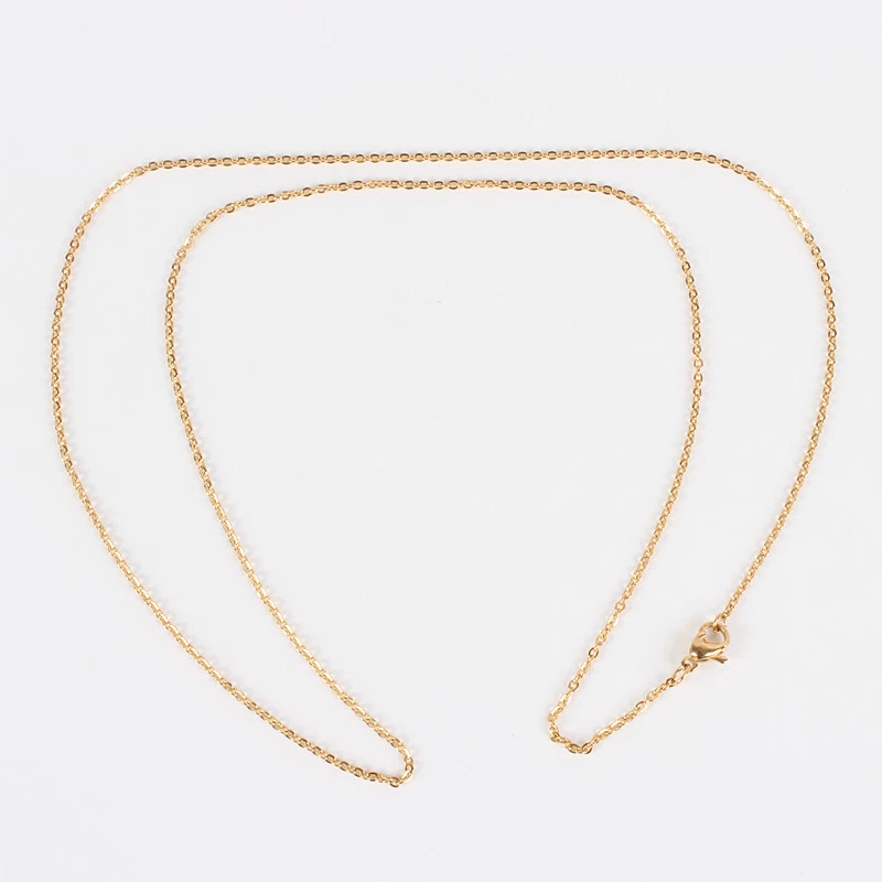 COLLIER CHAINE DORE 60cm ACIER INOXYDABLE HYPOALLERGENIQUE maillon 1mm FERMOIR