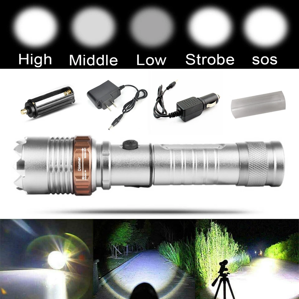 950000000 Lumen Super Bright LED Tactical Flashlight Rechargeable LED Work Light - Image 2 of 4