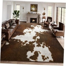  Cow Print Rugs for Living Room, Machine Washable 6x9 Cowhide Area Rugs for 
