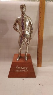 Jockey Menswear display sign advertising statue equestrian horse riding clothing