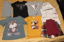 Girls Clothing Lot 8 Pc Size 7-8 Guess Shirts Hoodie Pants Plaid Skirt